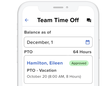 ADP app interface displaying a pending employee scheduling request to claim an open shift with 'Approve' and 'Reject' options.