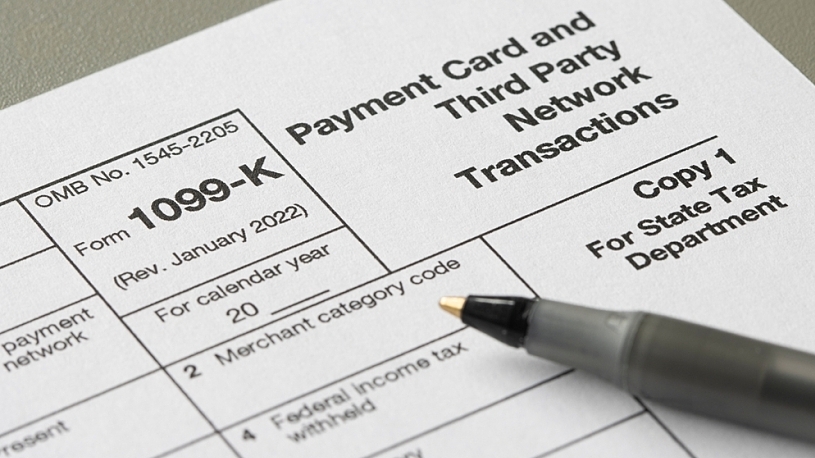 Up-close view of a 1099-K tax form