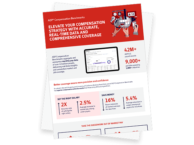 Cover of the Benchmarks study titled ADP Elevate Your Compensation Strategy with Accurate, Real-Time Data and Comprehensive Coverage