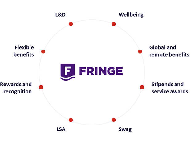 Web of benefits Fringe features including financial health, self-improvement, physical health, mental health, experiences, family, and lifestyle