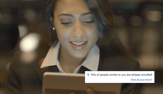 Video still with caption 70% of people similar to you are already enrolled! Link: How do you know?